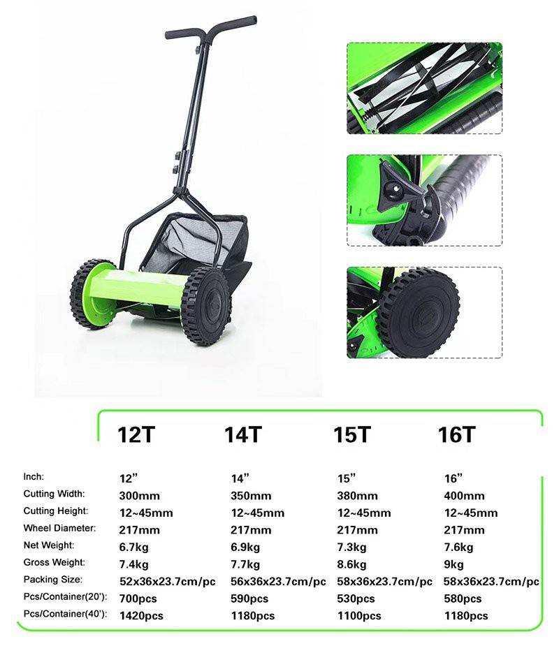 t type hand push mower
